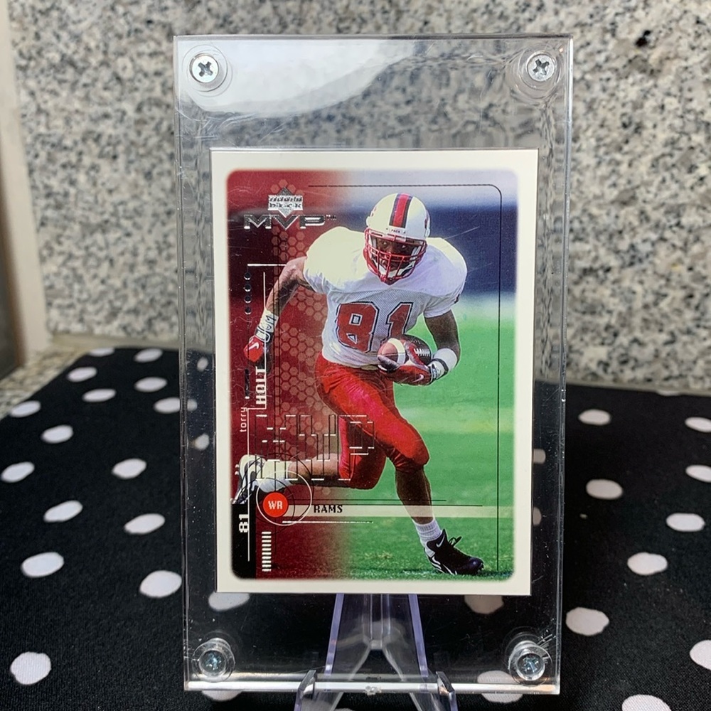 Isaac Bruce Stat Stars & Torry Holt Rookie Card STL LA Rams HOF In Case Nice!! - Picture 7 of 9